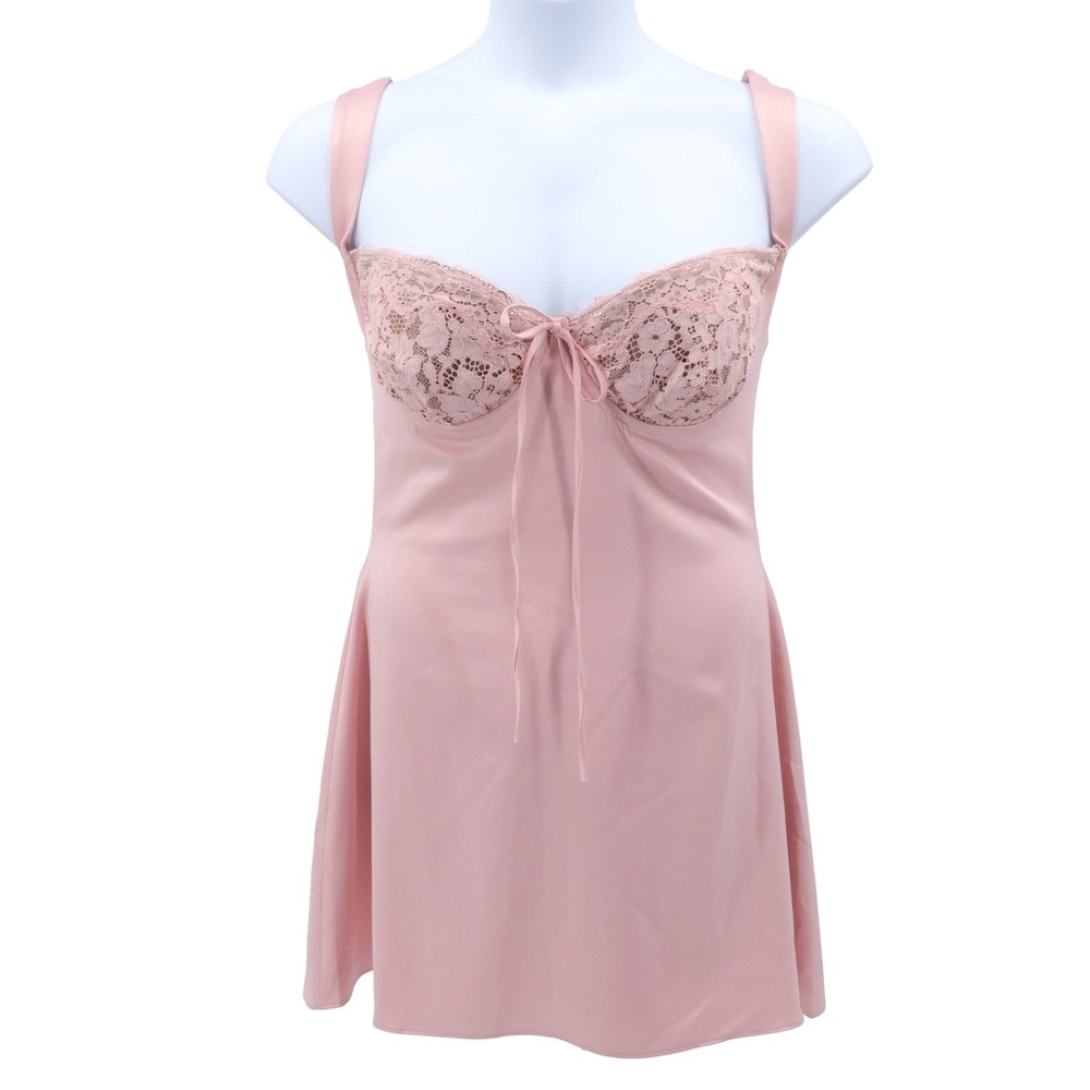 NWT House of CB Adriana Rosehill Pink Satin Lace Inset Underwire Mini Dress XL - Picture 2 of 10